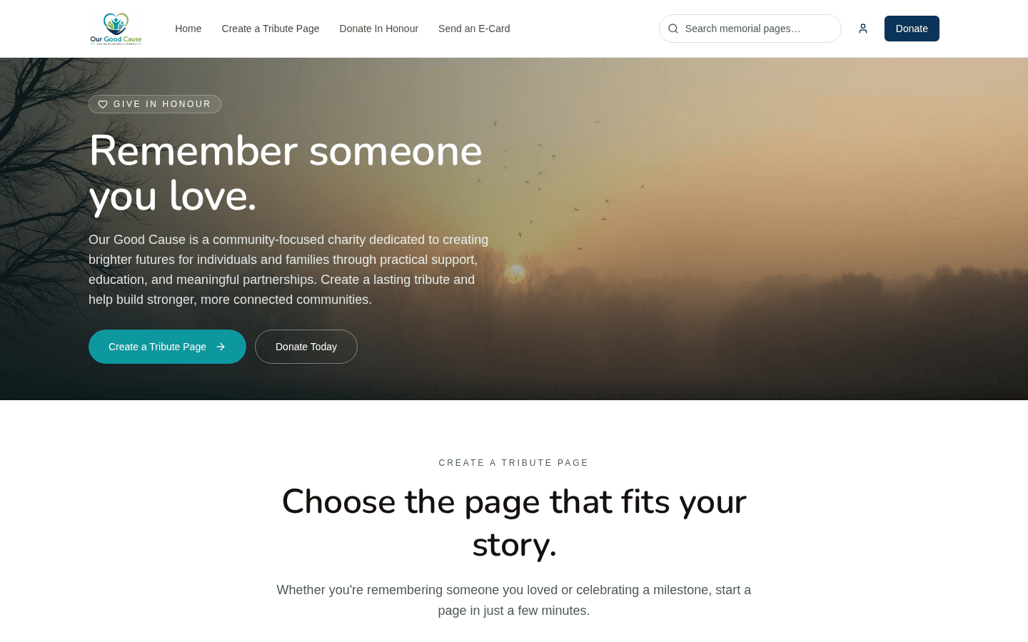Preview of the iDonate in-memory giving demo site
