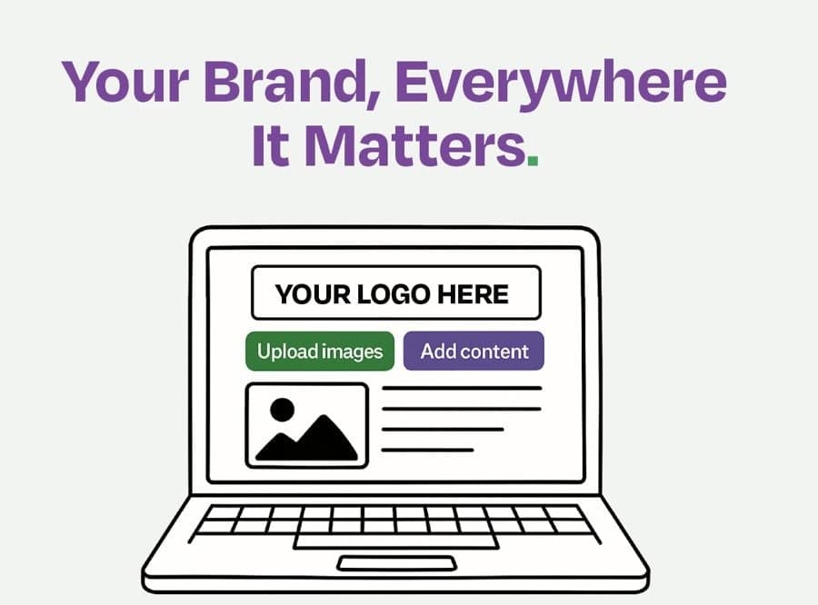 Illustration of a branded fundraising microsite on a laptop: your brand, everywhere it matters