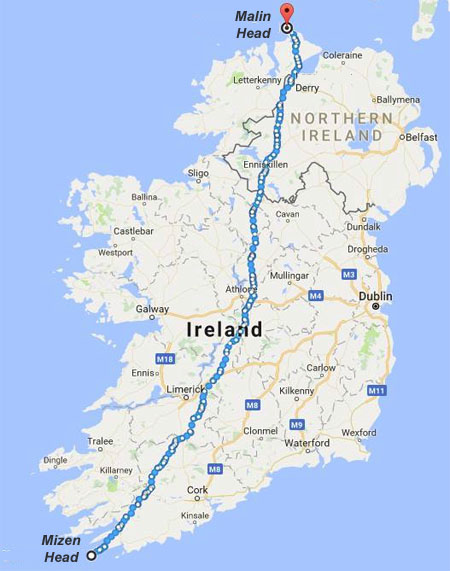 distance malin head to mizen head